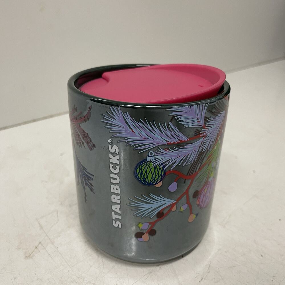 Starbucks Limited Holiday Christmas Travel Mug W/ Lid 8 oz 2023 Tree Ornaments
